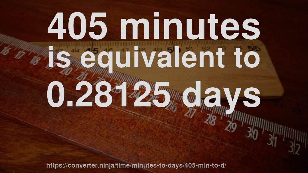 405 minutes is equivalent to 0.28125 days