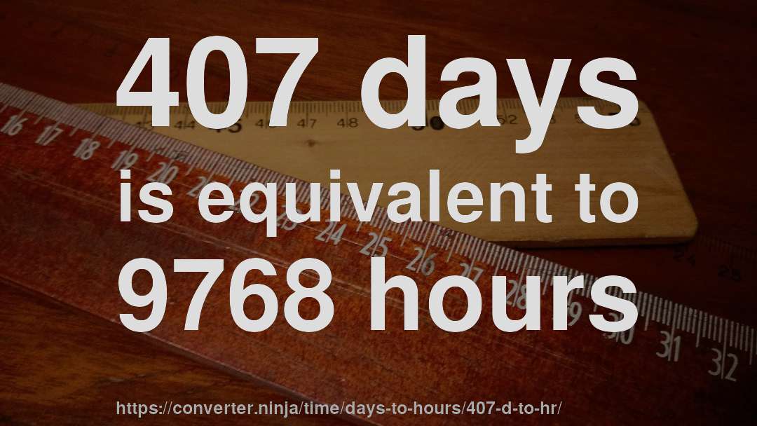 407 days is equivalent to 9768 hours