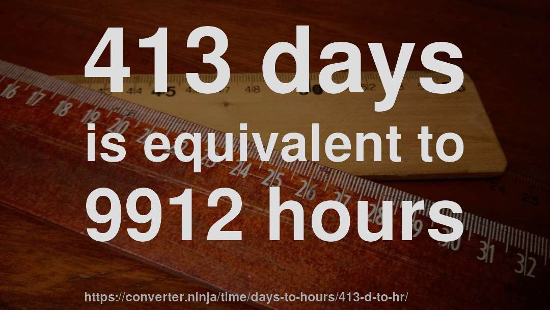 413 days is equivalent to 9912 hours