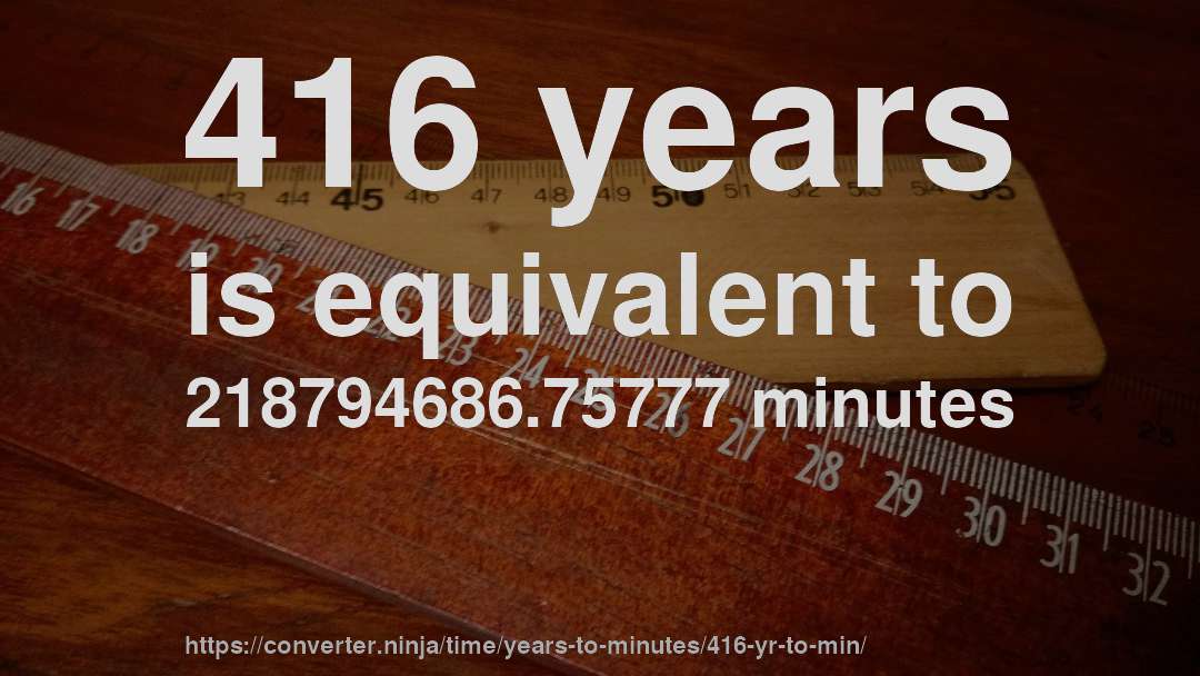 416 years is equivalent to 218794686.75777 minutes