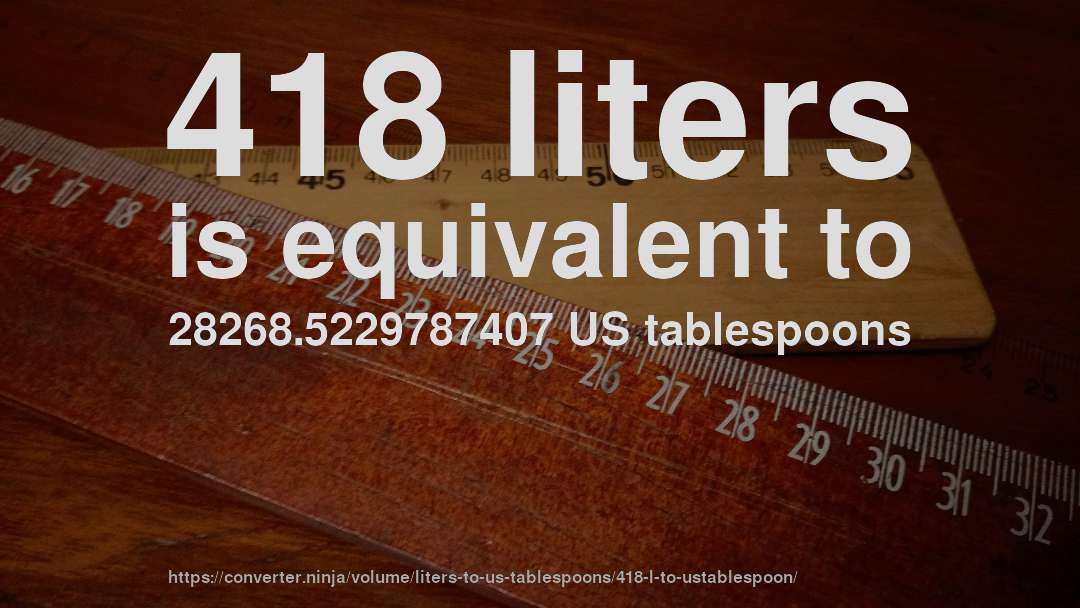 418 liters is equivalent to 28268.5229787407 US tablespoons