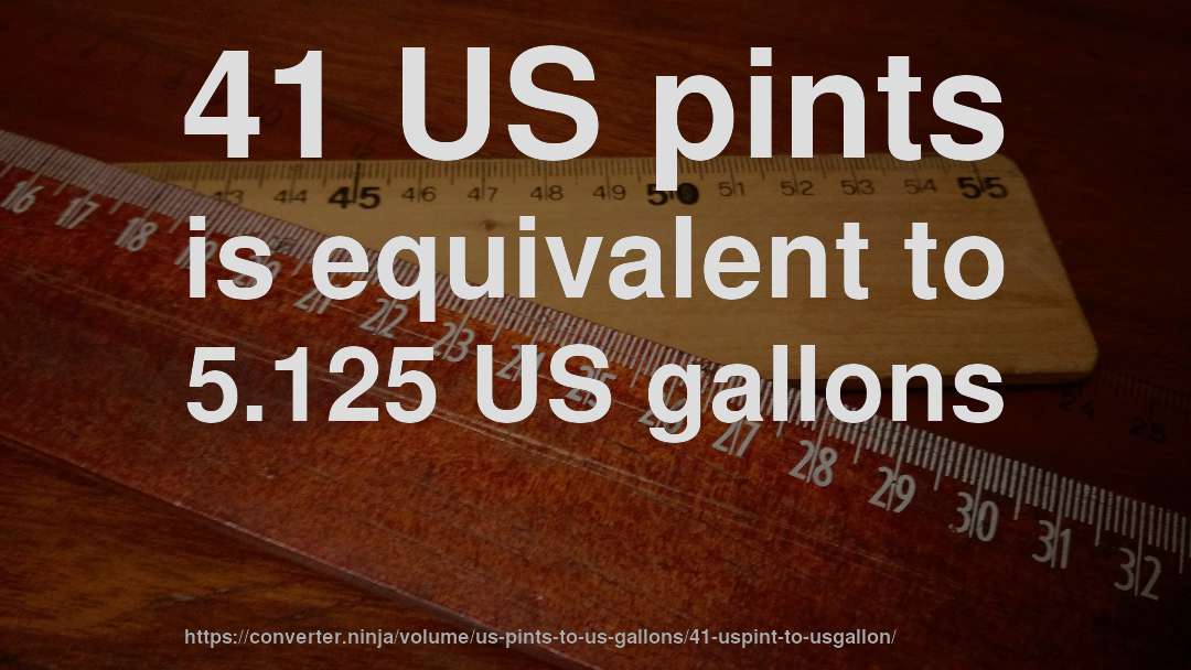 41 US pints is equivalent to 5.125 US gallons