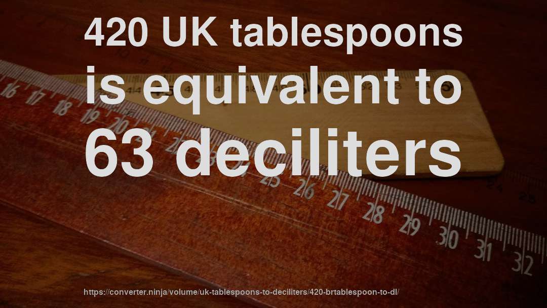 420 UK tablespoons is equivalent to 63 deciliters