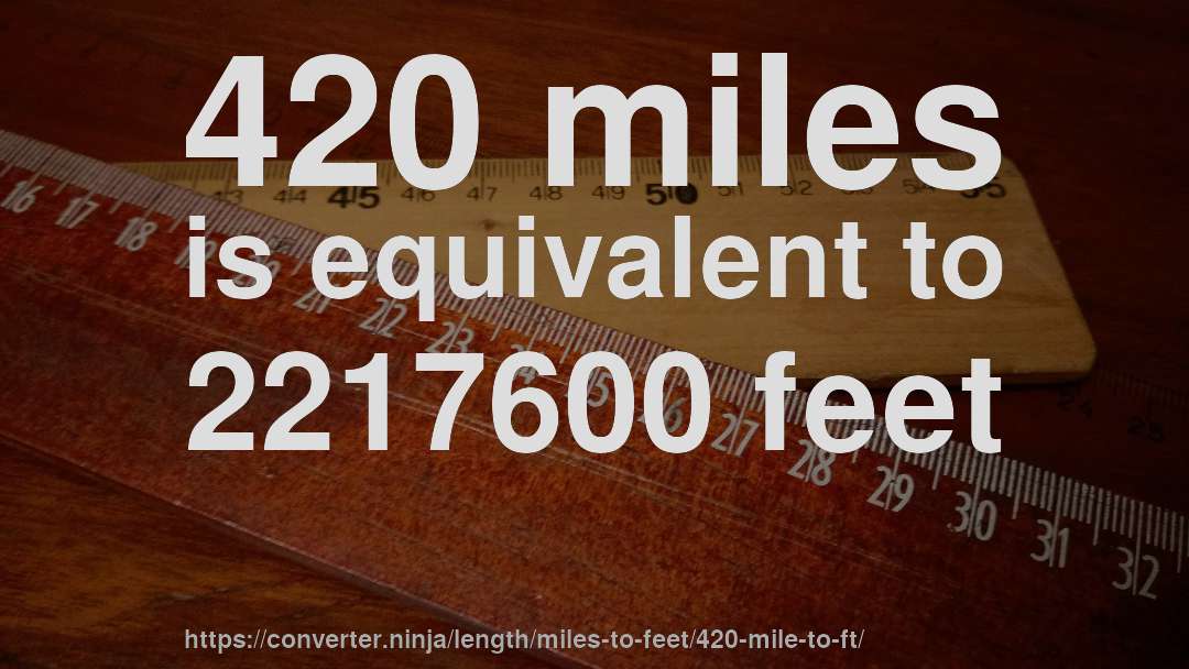 420 miles is equivalent to 2217600 feet