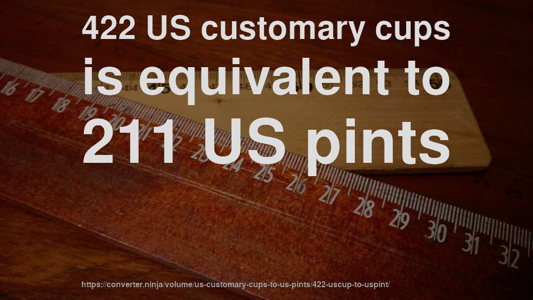 422 US customary cups is equivalent to 211 US pints