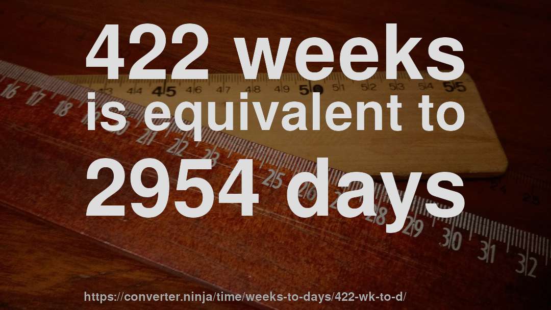 422 weeks is equivalent to 2954 days