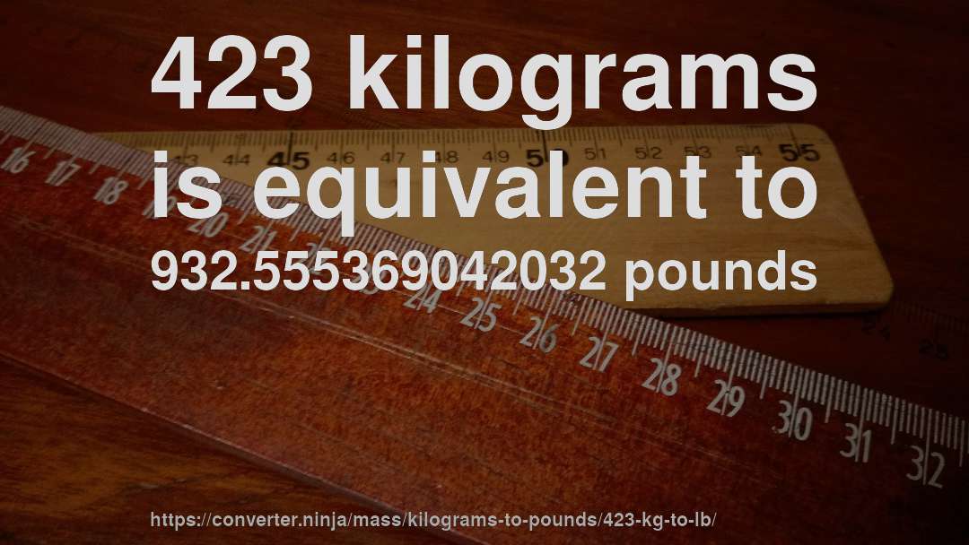 423 kilograms is equivalent to 932.555369042032 pounds