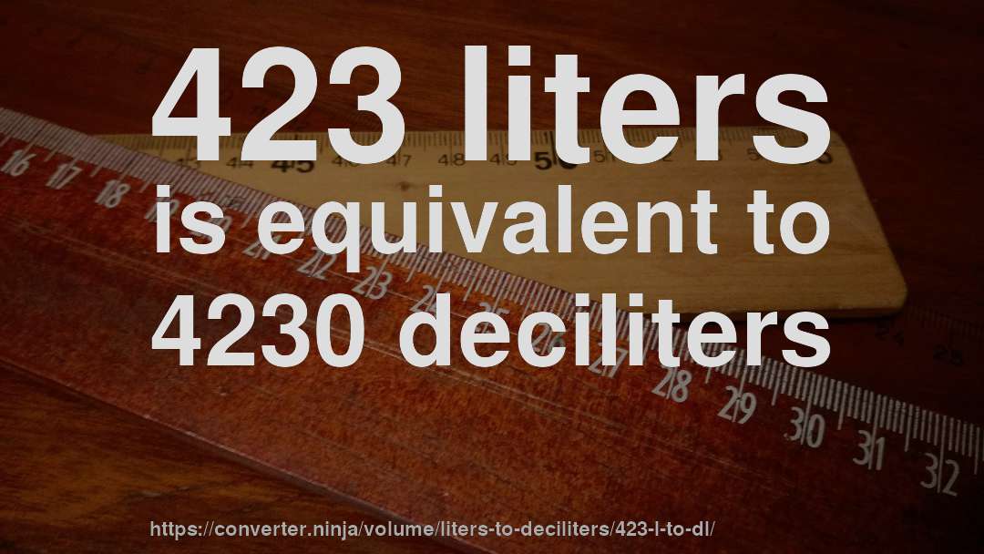 423 liters is equivalent to 4230 deciliters