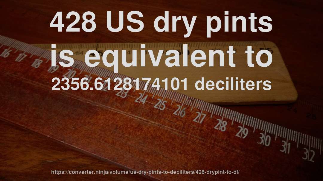 428 US dry pints is equivalent to 2356.6128174101 deciliters