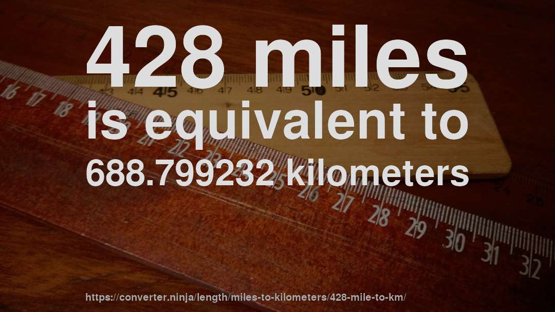 428 miles is equivalent to 688.799232 kilometers