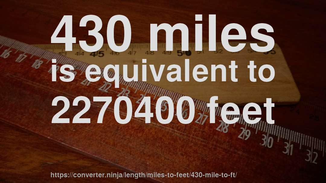 430 miles is equivalent to 2270400 feet