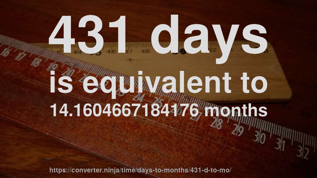 431 days is equivalent to 14.1604667184176 months