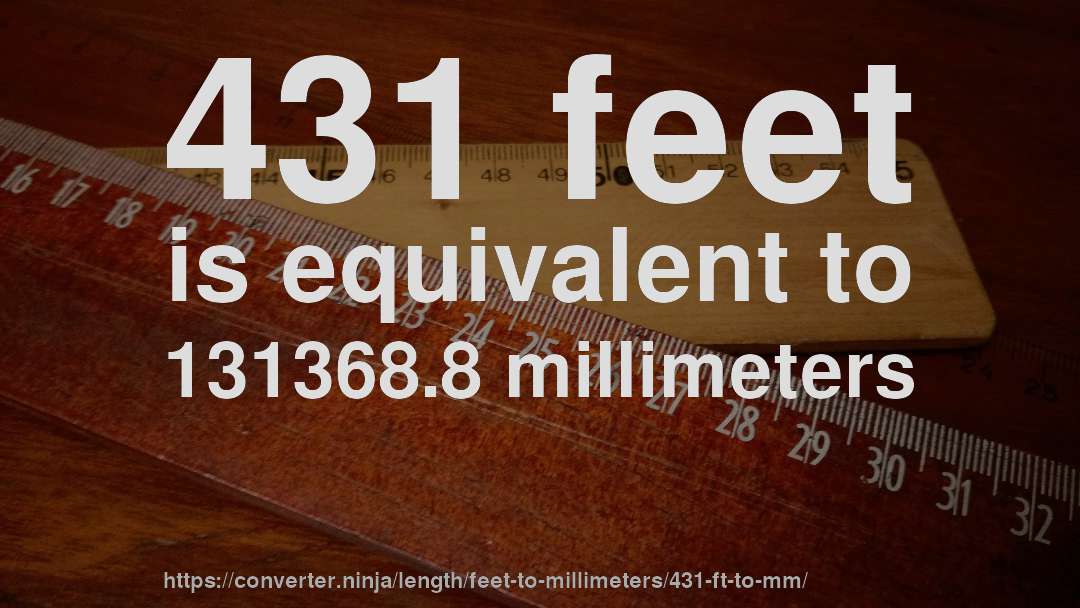 431 feet is equivalent to 131368.8 millimeters