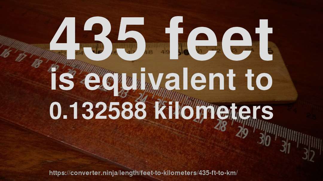 435 feet is equivalent to 0.132588 kilometers