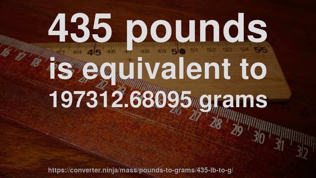 435 pounds is equivalent to 197312.68095 grams