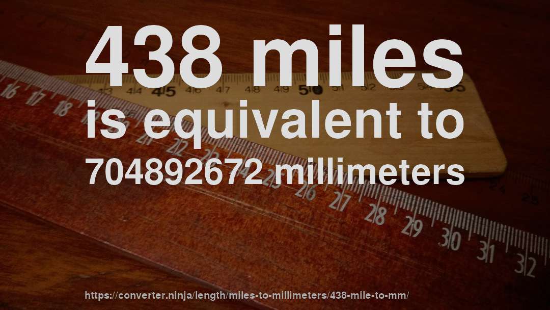 438 miles is equivalent to 704892672 millimeters