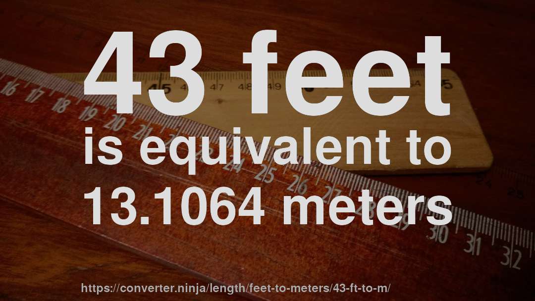 43 feet is equivalent to 13.1064 meters