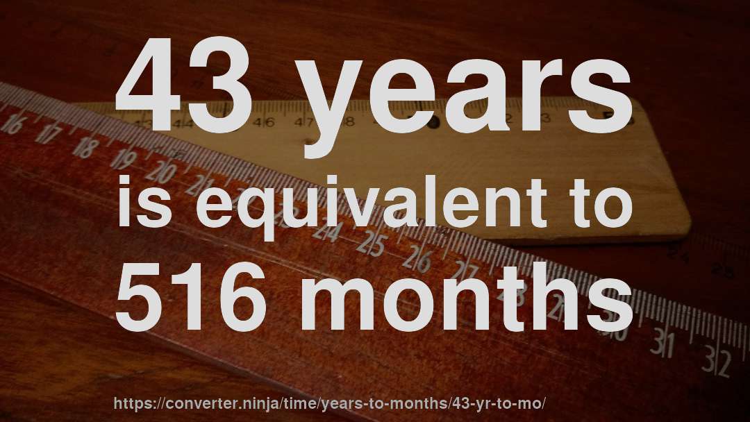 43 years is equivalent to 516 months