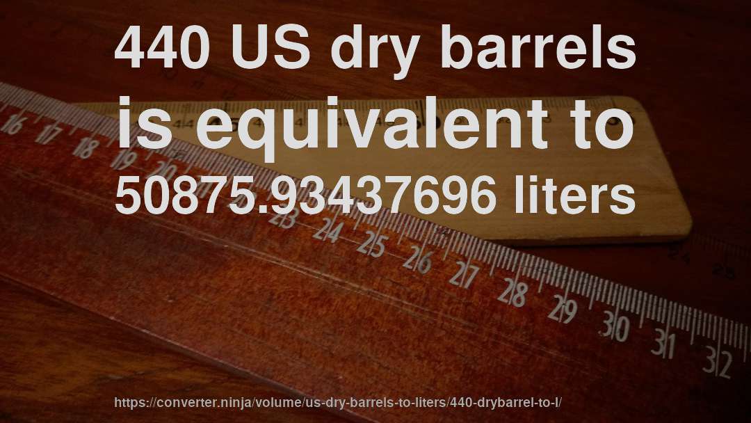 440 US dry barrels is equivalent to 50875.93437696 liters