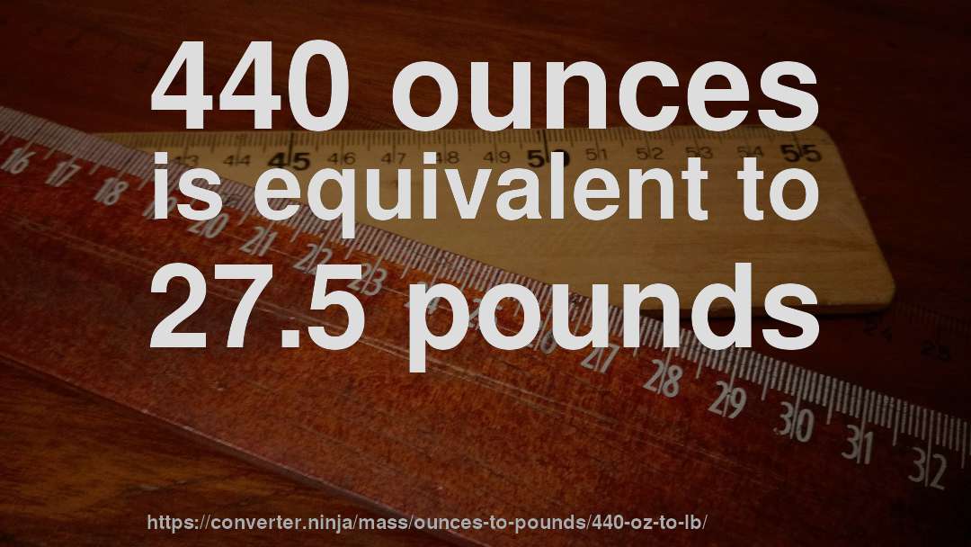 440 ounces is equivalent to 27.5 pounds