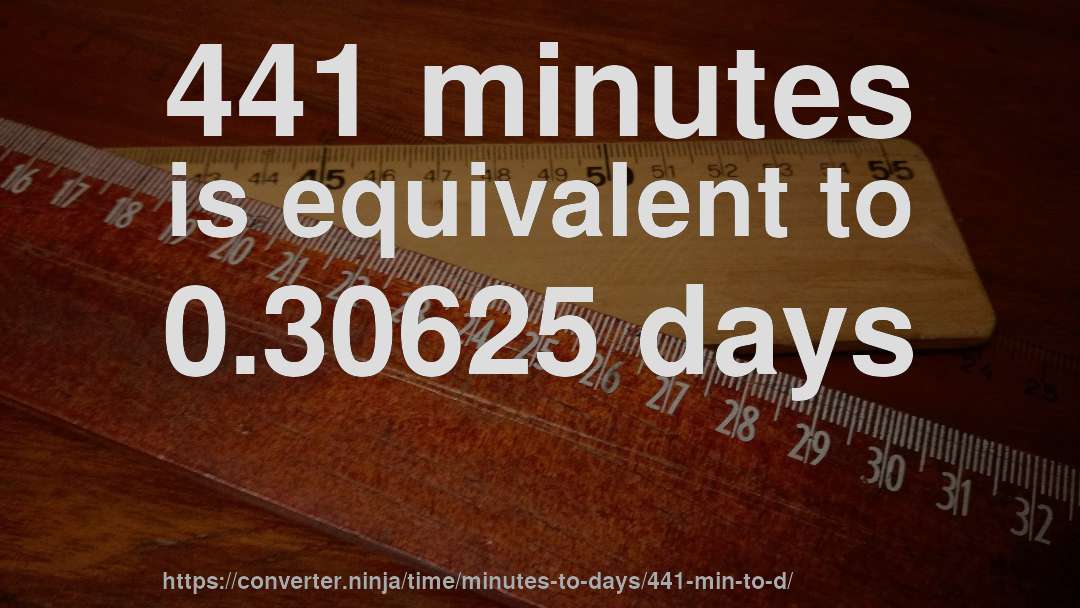 441 minutes is equivalent to 0.30625 days