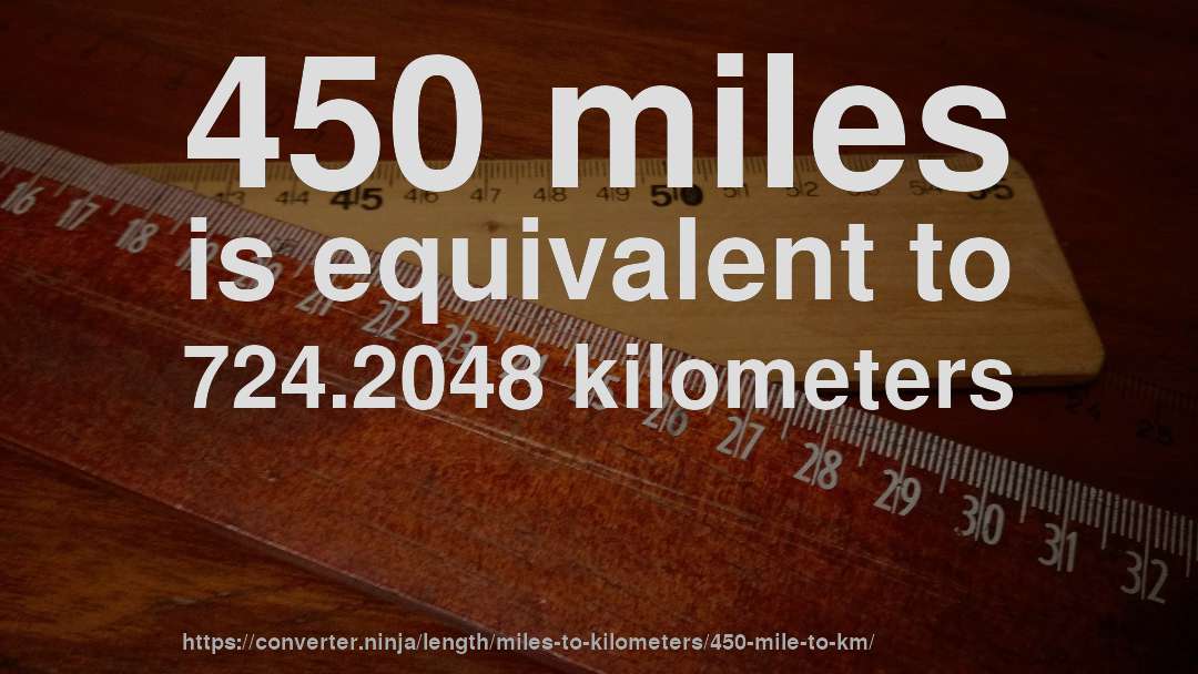 450 miles is equivalent to 724.2048 kilometers
