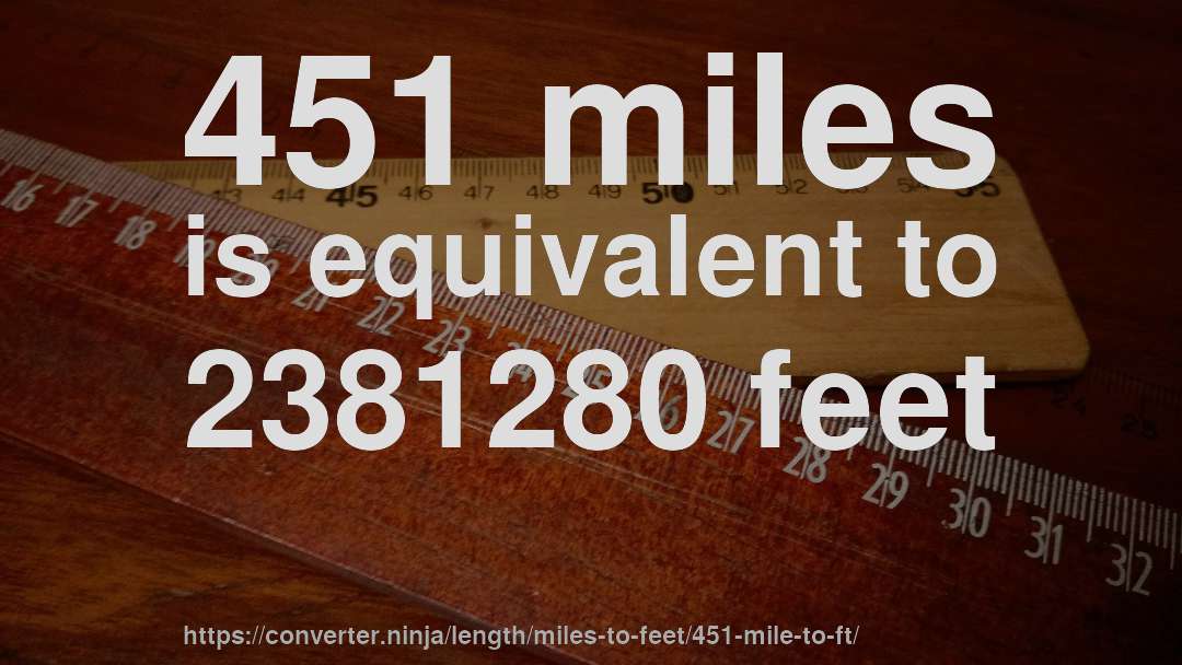 451 miles is equivalent to 2381280 feet