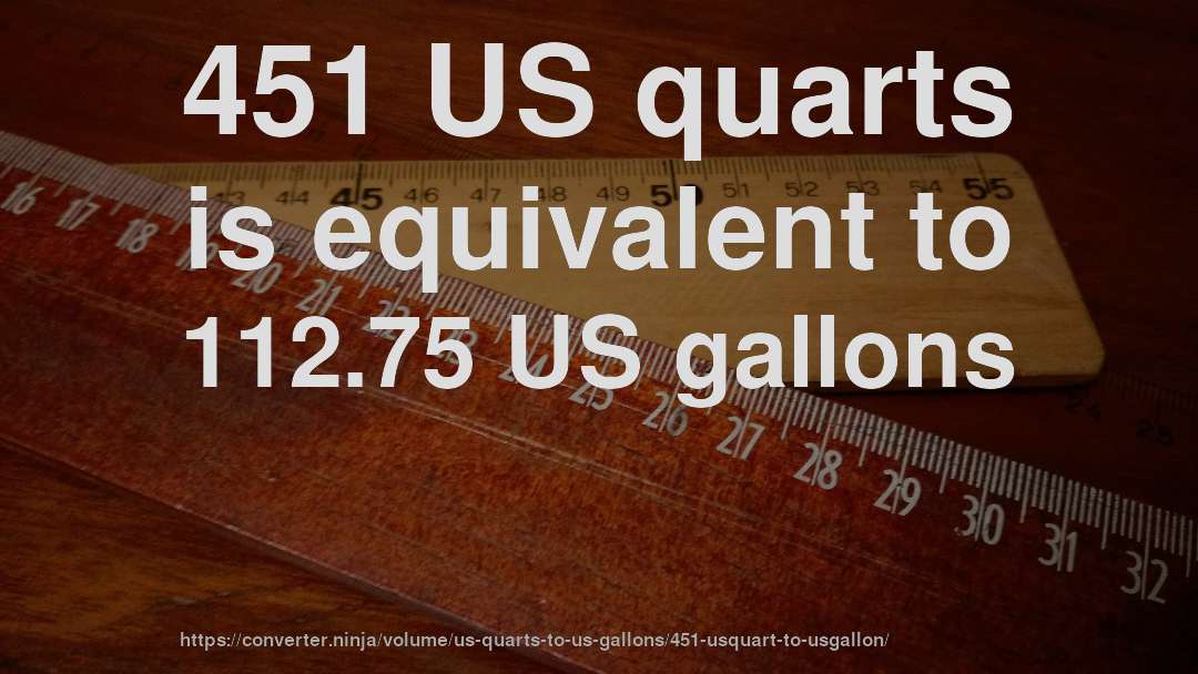 451 US quarts is equivalent to 112.75 US gallons