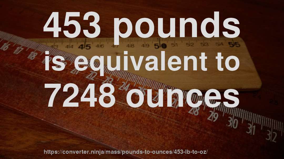 453 pounds is equivalent to 7248 ounces