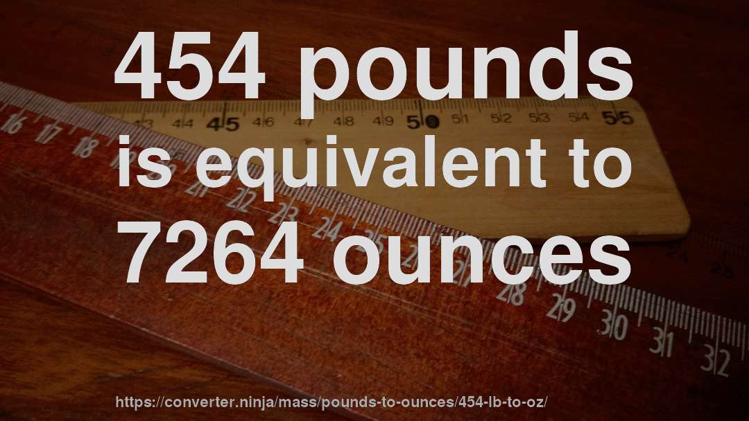 454 pounds is equivalent to 7264 ounces