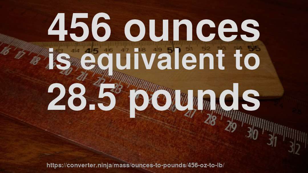 456 ounces is equivalent to 28.5 pounds