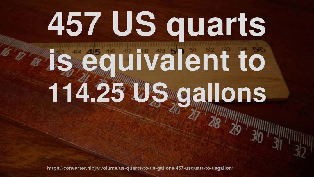 457 US quarts is equivalent to 114.25 US gallons