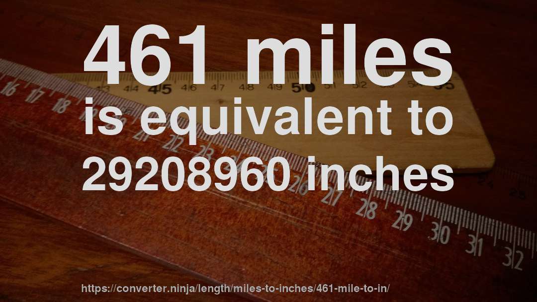 461 miles is equivalent to 29208960 inches