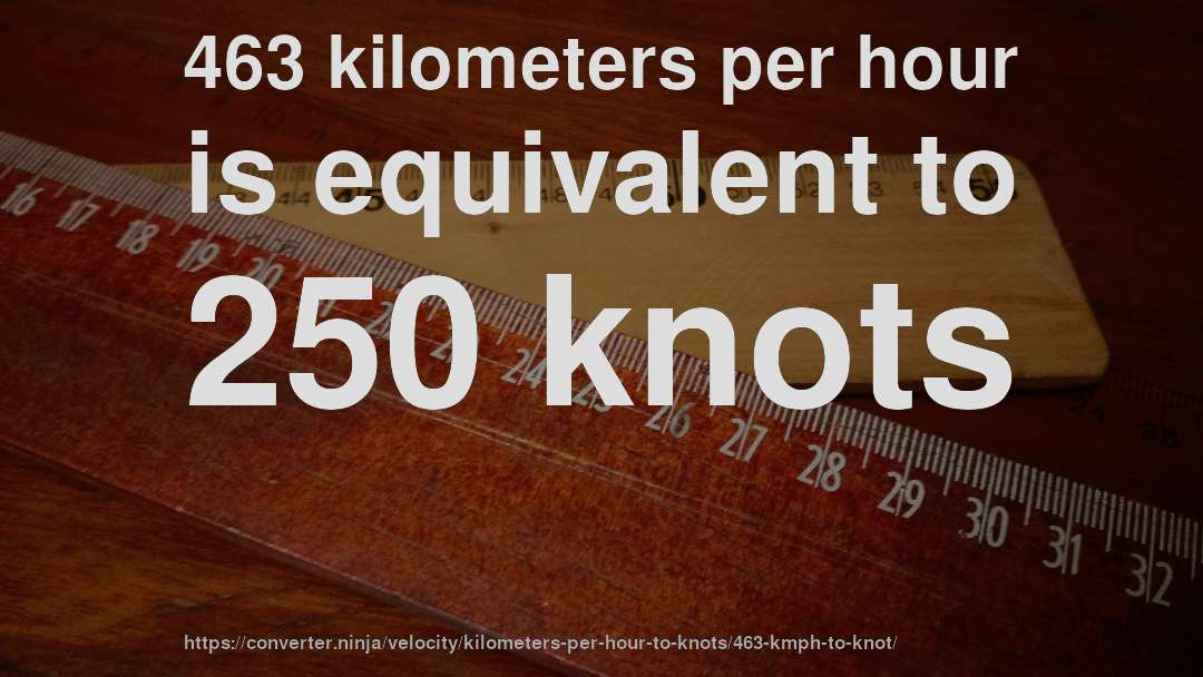 463 kilometers per hour is equivalent to 250 knots