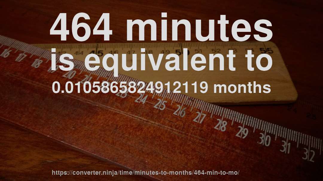 464 minutes is equivalent to 0.0105865824912119 months
