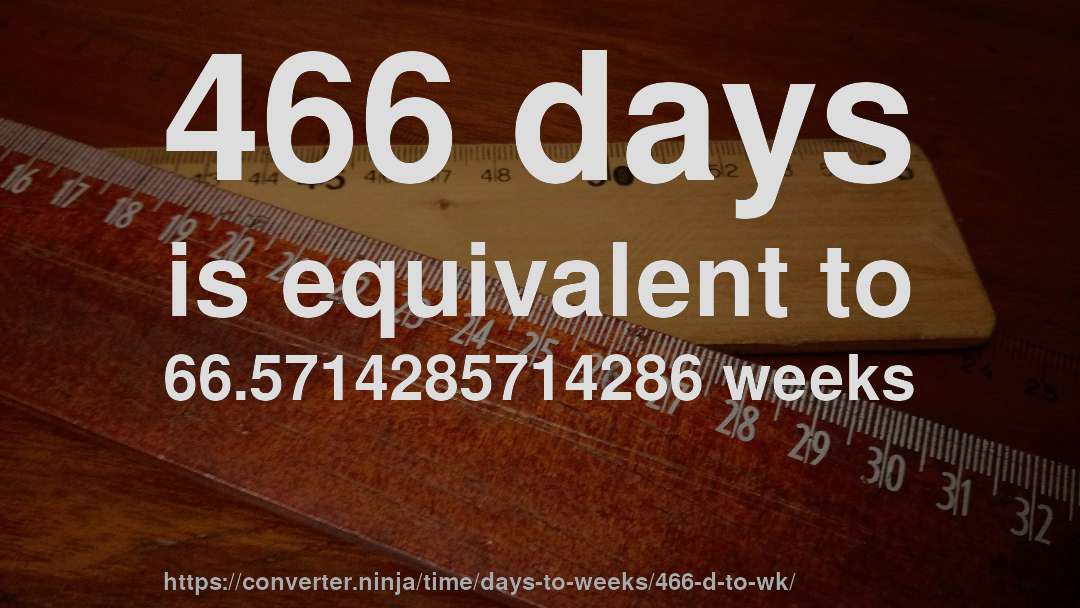 466 days is equivalent to 66.5714285714286 weeks