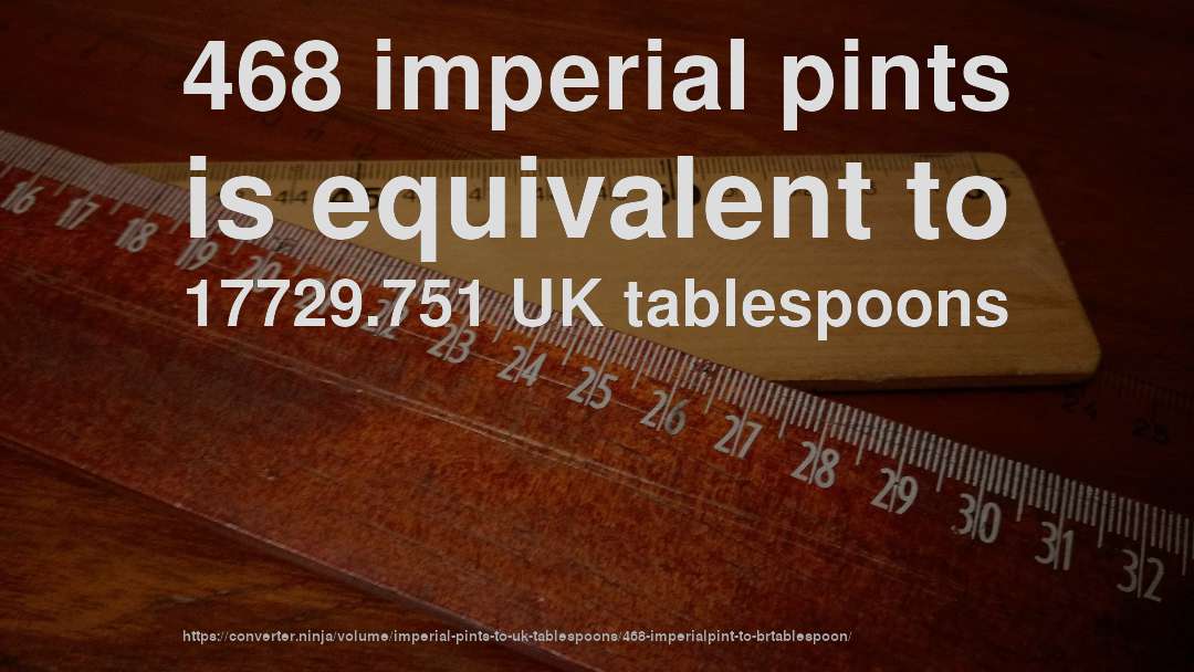 468 imperial pints is equivalent to 17729.751 UK tablespoons