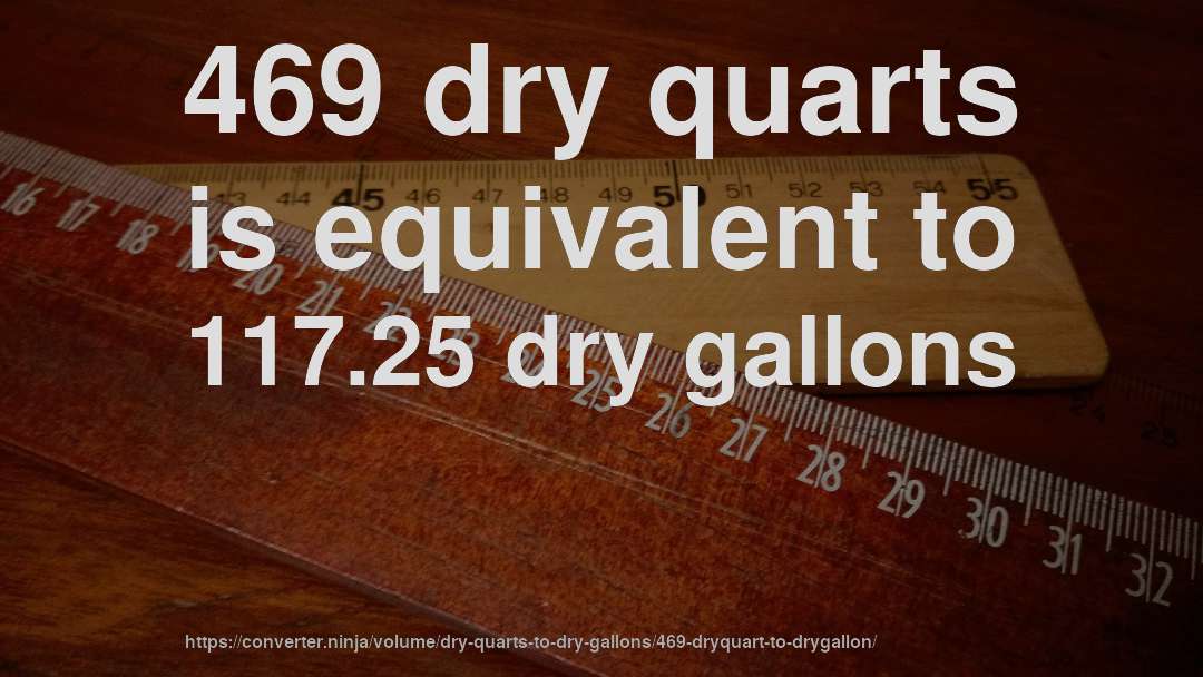 469 dry quarts is equivalent to 117.25 dry gallons