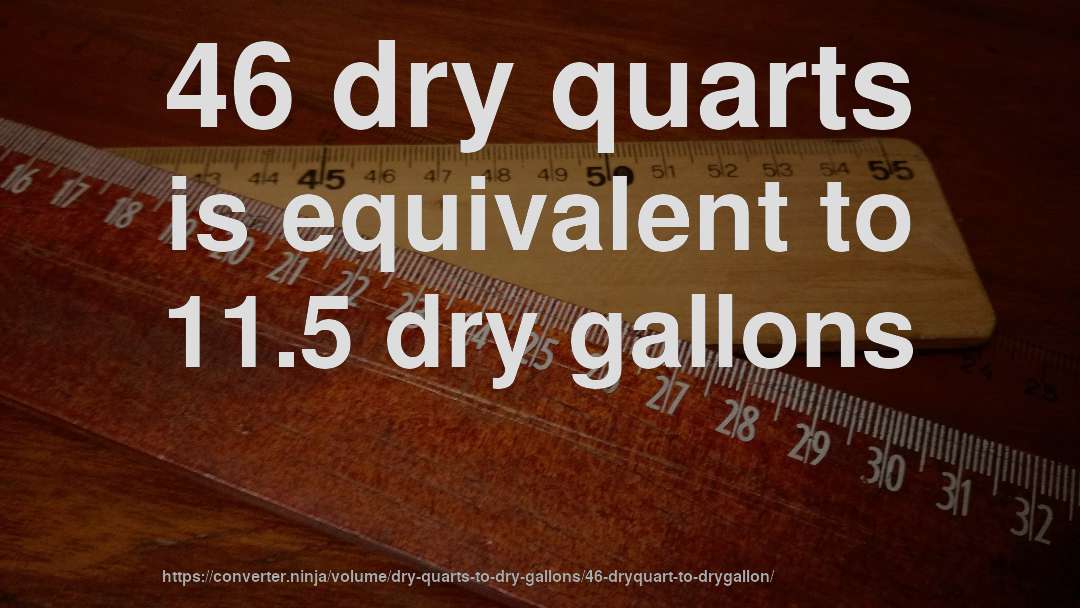 46 dry quarts is equivalent to 11.5 dry gallons