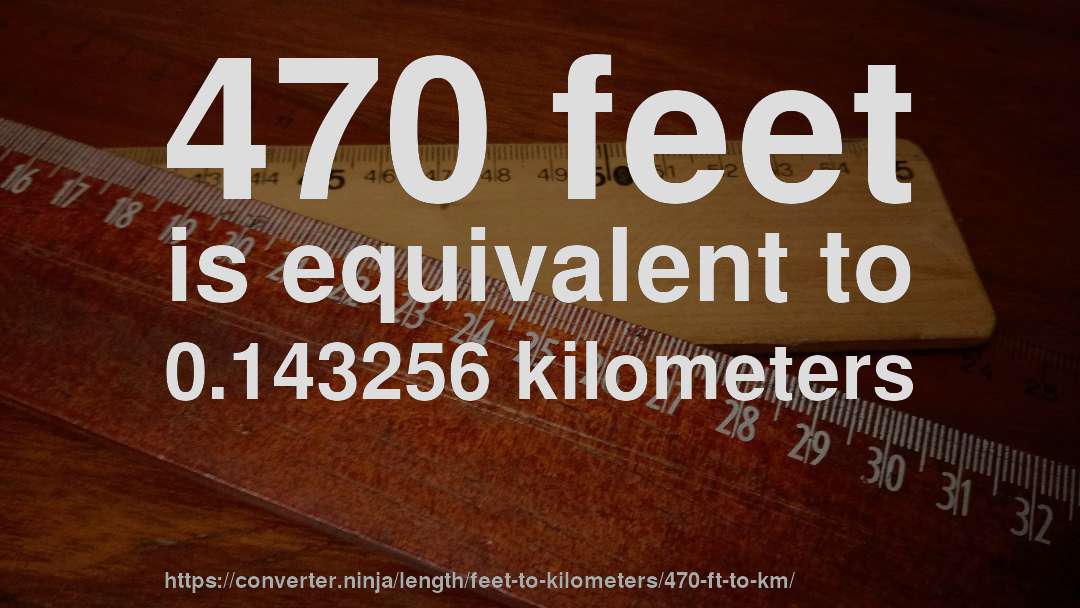 470 feet is equivalent to 0.143256 kilometers