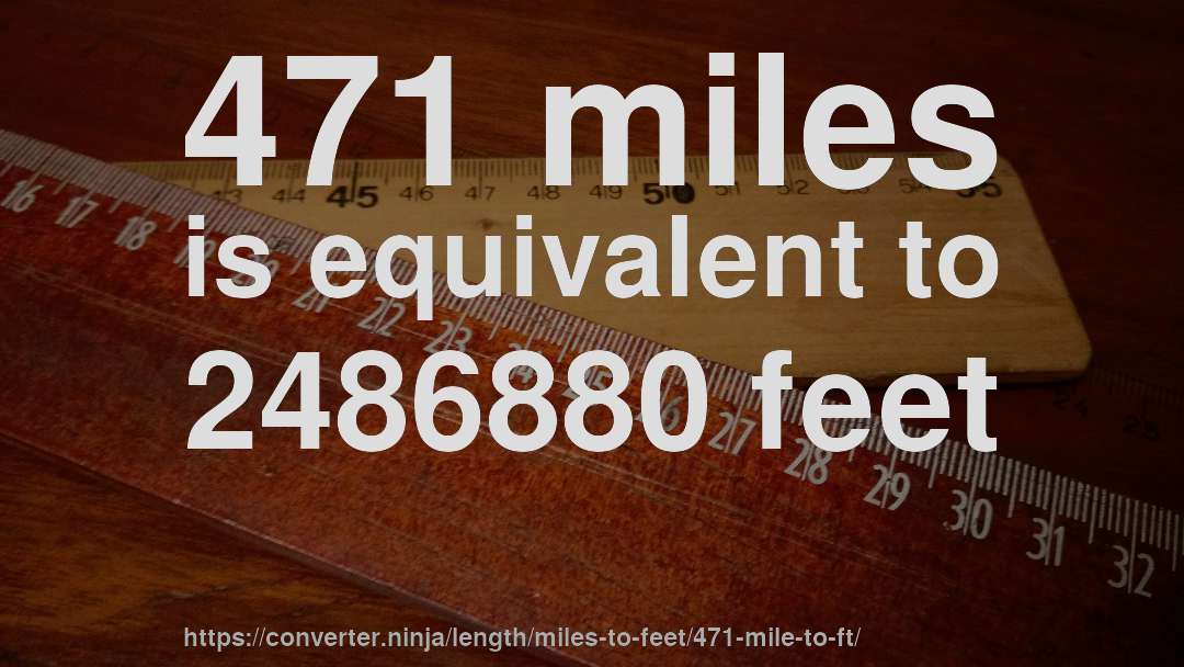471 miles is equivalent to 2486880 feet