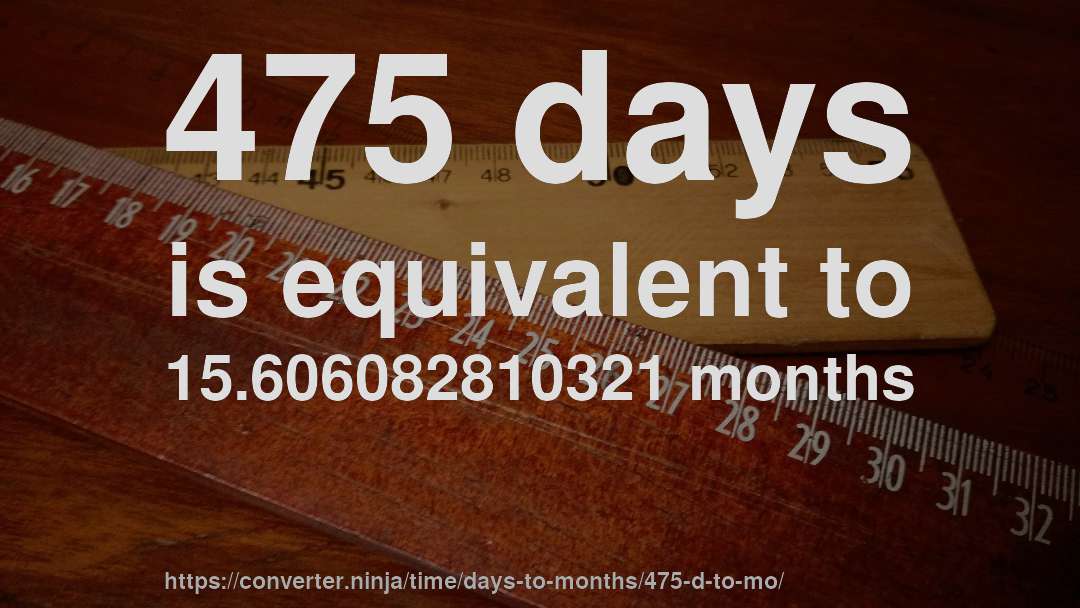 475 days is equivalent to 15.606082810321 months