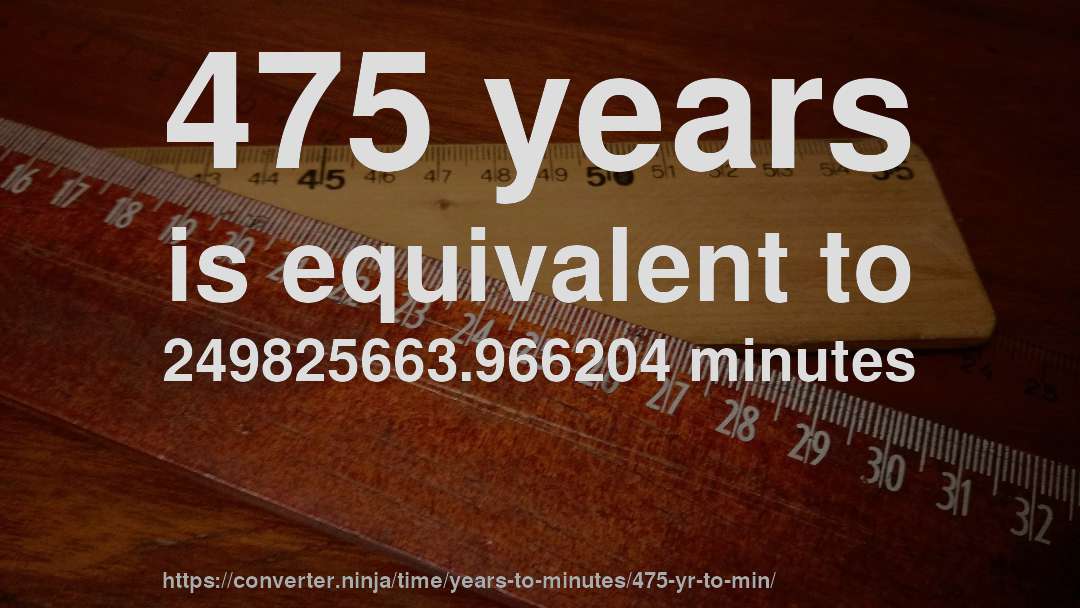 475 years is equivalent to 249825663.966204 minutes