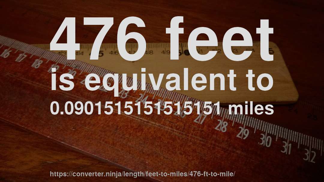 476 feet is equivalent to 0.0901515151515151 miles