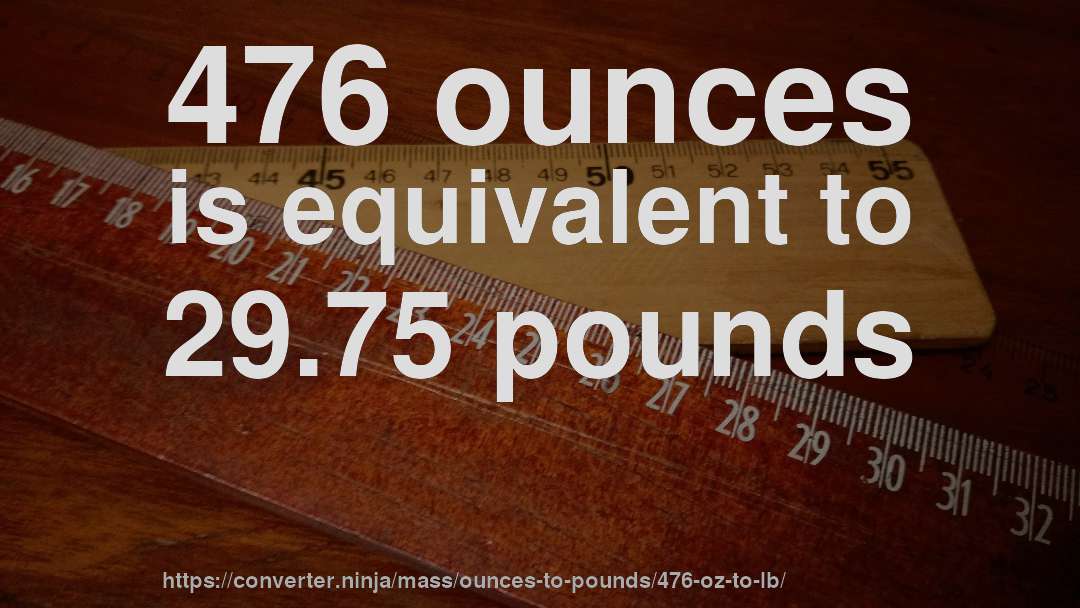 476 ounces is equivalent to 29.75 pounds