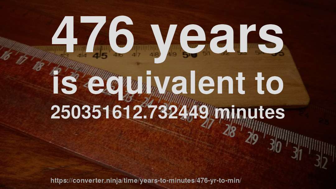 476 years is equivalent to 250351612.732449 minutes