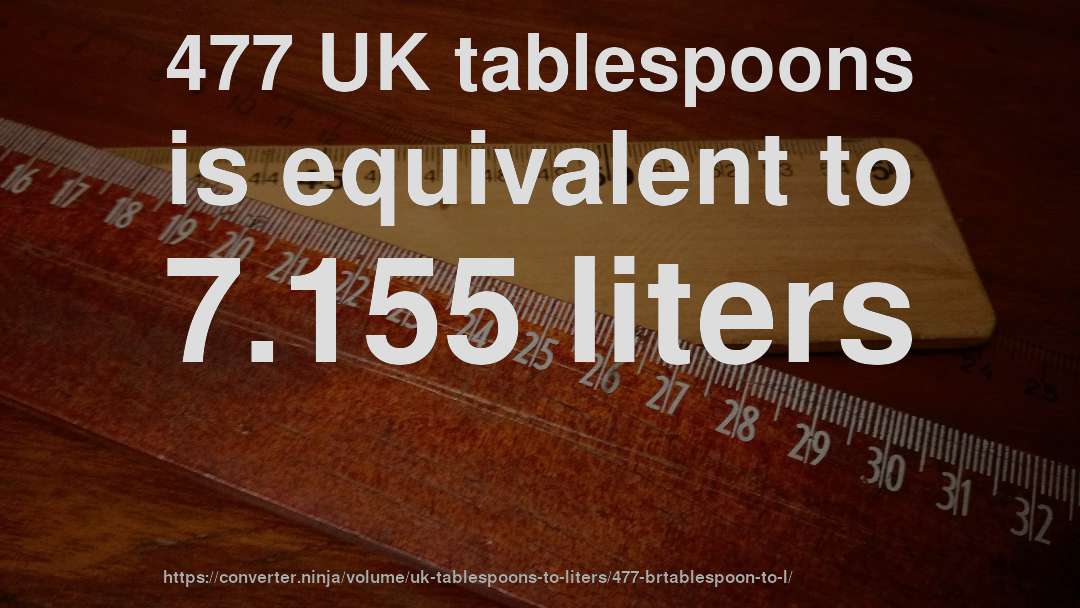 477 UK tablespoons is equivalent to 7.155 liters