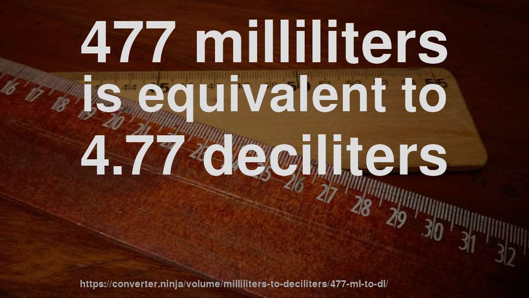 477 milliliters is equivalent to 4.77 deciliters
