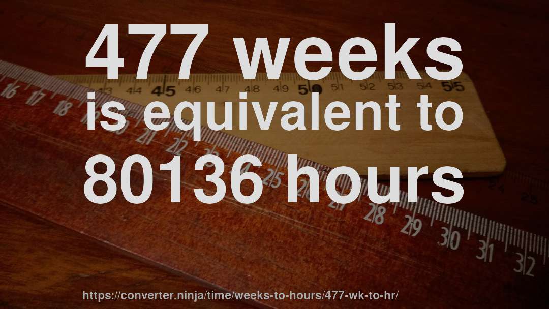 477 weeks is equivalent to 80136 hours