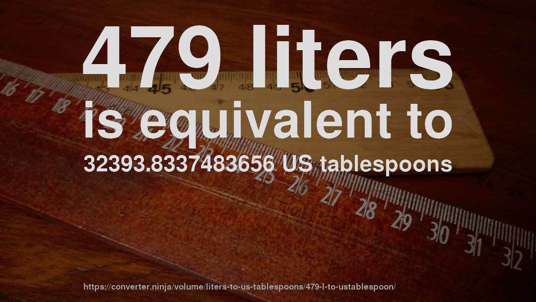 479 liters is equivalent to 32393.8337483656 US tablespoons